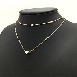 Fashion peach heart beads necklace women trinket silver gold chain choker jewelery pendant neckless woman layered necklaces J40