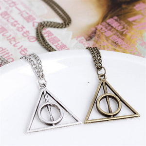 Hallows Pendant Toys Necklace Retro Triangle Round Sweater Chain Necklace Action Toy Figures