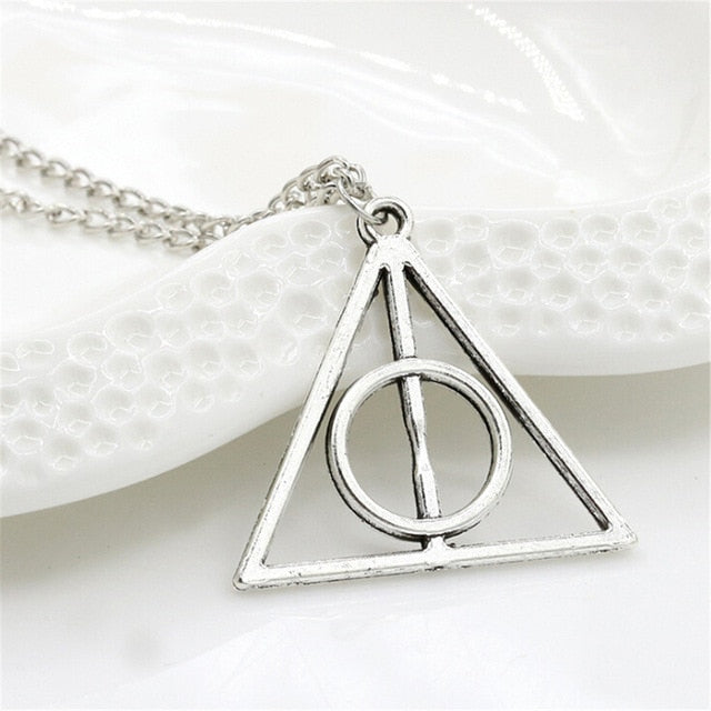 Hallows Pendant Toys Necklace Retro Triangle Round Sweater Chain Necklace Action Toy Figures