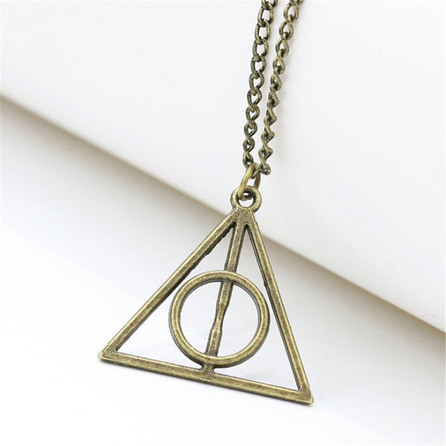 Hallows Pendant Toys Necklace Retro Triangle Round Sweater Chain Necklace Action Toy Figures