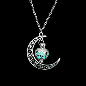 Vienkim Neo-Gothic Luminous Pendant Necklace Women Charm Moon In The Dark Glowing Stone Necklaces For Jewelry Christmas Gifts