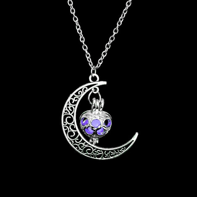 Vienkim Neo-Gothic Luminous Pendant Necklace Women Charm Moon In The Dark Glowing Stone Necklaces For Jewelry Christmas Gifts