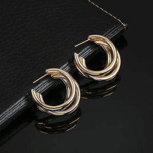 Punk Style Earrings Gold/Silver Color Creativity Overlay semi-circle Open circle earrings Women exaggerated Piercing Jewelry