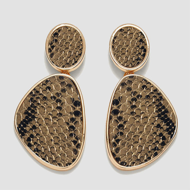 Flatfoosie ZA Round Resin Dangle Drop Earrings For Women Fashion Leopard Print Long Acrylic Punk Earring Christmas Gifts Jewelry