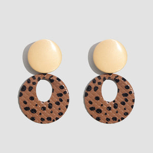 Flatfoosie ZA Round Resin Dangle Drop Earrings For Women Fashion Leopard Print Long Acrylic Punk Earring Christmas Gifts Jewelry