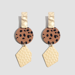 Flatfoosie ZA Round Resin Dangle Drop Earrings For Women Fashion Leopard Print Long Acrylic Punk Earring Christmas Gifts Jewelry