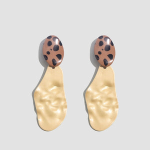 Flatfoosie ZA Round Resin Dangle Drop Earrings For Women Fashion Leopard Print Long Acrylic Punk Earring Christmas Gifts Jewelry