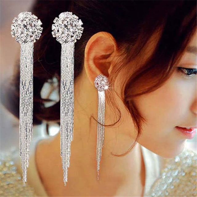 EK742 Korean Fashion Jewelry Personality Temperament Crystal Tassel Earrings Bridal Earrings For Women Long Earrings  Oorbellen