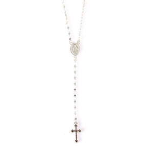 Hot Selling Sparkly Cross Pendant Necklace Long Imitation Chain Rosary Madonna Coin Necklaces Pendants Religious Jewelry