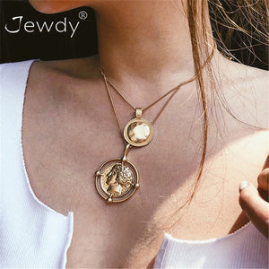 26 Styles Bohemian Multi layer Pendant Necklaces For Women Fashion Golden Geometric Charm Chains Necklace Jewelry Wholesale