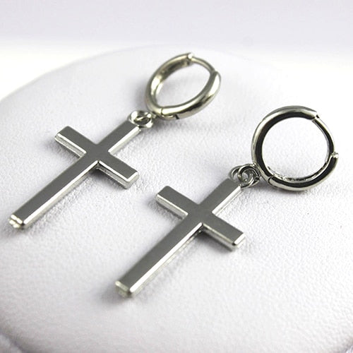 Women Fashion Punk Cross Pendant Cartilage Drop Dangle Earrings Jewelry