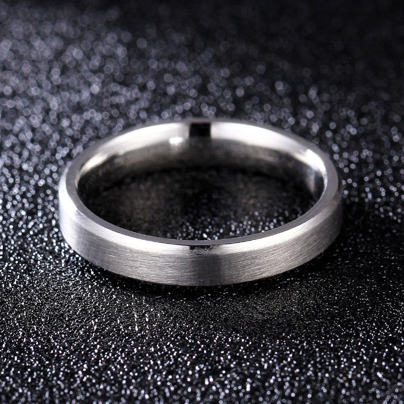 4mm Dull Polish Silver Color Titanium Ring For Men and Women